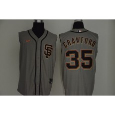 MLB San Francisco Giants #35 Brandon Crawford Gray Nike Cool Base Sleeveless Jersey