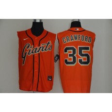 MLB San Francisco Giants #35 Brandon Crawford Orange Nike Cool Base Sleeveless Jersey
