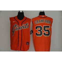 MLB San Francisco Giants #35 Brandon Crawford Orange Nike Cool Base Sleeveless Jersey