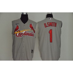 MLB St. Louis Cardinals #1 O.Smith Gray Nike Cool Base Sleeveless Jersey