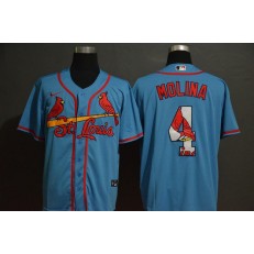 MLB St. Louis Cardinals #4 Yadier Molina Light Blue 2020 Nike Cool Base Fashion Jersey