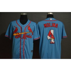 MLB St. Louis Cardinals #4 Yadier Molina Light Blue 2020 Nike Cool Base Fashion Jersey