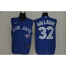 MLB Toronto Blue Jays #32 Roy Halladay Royal Nike Cool Base Sleeveless Jersey