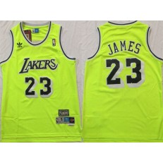 Los Angeles Lakers #23 Lebron James Fluorescent Green Hardwood Classics Mesh Swingman Jersey