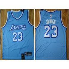 Los Angeles Lakers #23 Lebron James Light Blue Nike Swingman Jersey
