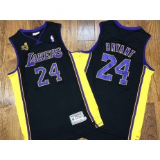 Los Angeles Lakers #24 Kobe Bryant Black 2009 NBA Champions Patch Adidas Hardwood Classics Jersey