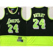 Los Angeles Lakers #24 Kobe Bryant Black Fluorescent Green Split Hardwood Classics Jersey