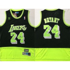 Los Angeles Lakers #24 Kobe Bryant Black Fluorescent Green Split Hardwood Classics Jersey