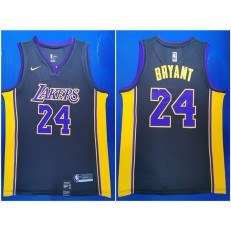Los Angeles Lakers #24 Kobe Bryant Black Yellow Nike Swingman Jersey