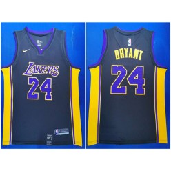 Los Angeles Lakers #24 Kobe Bryant Black Yellow Nike Swingman Jersey