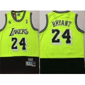 Los Angeles Lakers #24 Kobe Bryant Fluorescent Green Black Split Hardwood Classics Jersey
