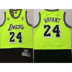 Los Angeles Lakers #24 Kobe Bryant Fluorescent Green Black Split Hardwood Classics Jersey