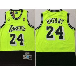 Los Angeles Lakers #24 Kobe Bryant Fluorescent Green Black Split Hardwood Classics Jersey