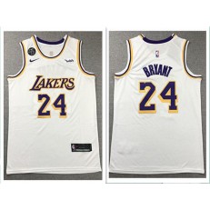 Los Angeles Lakers #24 Kobe Bryant White Nike KB Patch Swingman Jersey