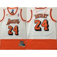 Los Angeles Lakers #24 Kobe Bryant White Orange Split Hardwood Classics Jersey
