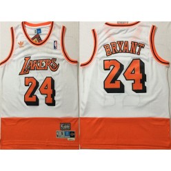 Los Angeles Lakers #24 Kobe Bryant White Orange Split Hardwood Classics Jersey