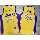 Los Angeles Lakers #24 Kobe Bryant Yellow 2009 NBA Champions Patch Adidas Hardwood Classics Jersey