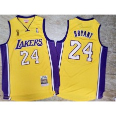 Los Angeles Lakers #24 Kobe Bryant Yellow 2009 NBA Champions Patch Adidas Hardwood Classics Jersey