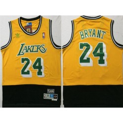Los Angeles Lakers #24 Kobe Bryant Yellow Black Split Hardwood Classics Jersey