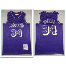 Los Angeles Lakers #34 Shaquille O'Neal Purple 1996-97 Hardwood Classics Jersey