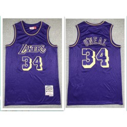 Los Angeles Lakers #34 Shaquille O'Neal Purple 1996-97 Hardwood Classics Jersey