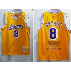 Los Angeles Lakers #8 Kobe Bryant New Yellow 1996-97 Hardwood Classics Jersey