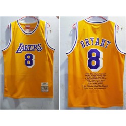 Los Angeles Lakers #8 Kobe Bryant New Yellow 1996-97 Hardwood Classics Jersey