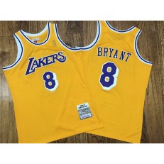 Los Angeles Lakers #8 Kobe Bryant Yellow 1996-97 Hardwood Classics Jerseys