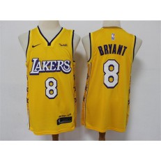 Los Angeles Lakers #8 Kobe Bryant Yellow 2020 City Edition Nike Swingman Jersey