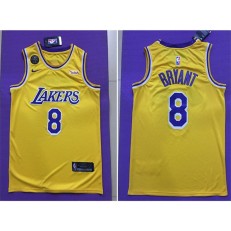 Los Angeles Lakers #8 Kobe Bryant Yellow Commemorative Edition Nike Swingman Jersey