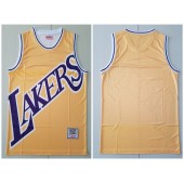 Los Angeles Lakers Big Face Yellow Hardwood Classics Swingman Jersey
