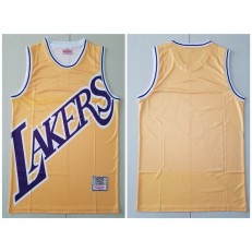 Los Angeles Lakers Big Face Yellow Hardwood Classics Swingman Jersey