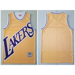 Los Angeles Lakers Big Face Yellow Hardwood Classics Swingman Jersey