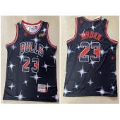 Chicago Bulls #23 Michael Jordan Black 1997 NBA Finals Patch Star Hardwood Classics Jersey