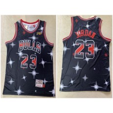 Chicago Bulls #23 Michael Jordan Black 1997 NBA Finals Patch Star Hardwood Classics Jersey