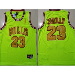 Chicago Bulls #23 Michael Jordan Fluorescent Green Nike Mesh Swingman Jersey