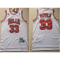 Chicago Bulls #33 Scottie Pippen White Hardwood Classics Jersey