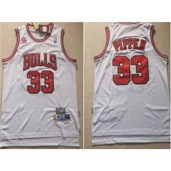 Chicago Bulls #33 Scottie Pippen White Hardwood Classics Jersey