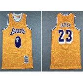 Chicago Bulls Bape #23 Michael Jordan Yellow 1996-97 Hardwood Classics Jersey