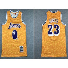 Chicago Bulls Bape #23 Michael Jordan Yellow 1996-97 Hardwood Classics Jersey