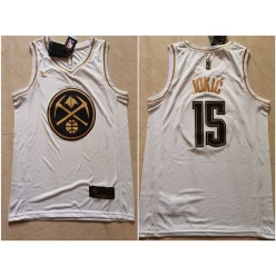 Denver Nuggets #15 Nikola Jokic White Gold Nike Swingman Jersey
