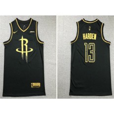 Houston Rockets #13 James Harden Black Gold Nike Swingman Jersey
