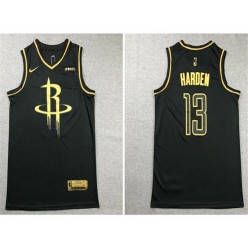 Houston Rockets #13 James Harden Black Gold Nike Swingman Jersey