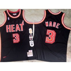 Miami Heat #3 Dwyane Wade Black Hardwood Classics Swingman Jersey