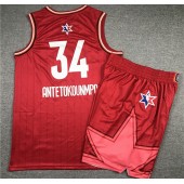 Milwaukee Bucks #34 Giannis Antetokounmpo Red 2020 NBA All-Star Jordan Brand Swingman Jersey(With Shorts)