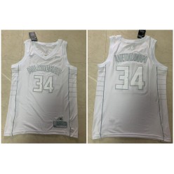 Milwaukee Bucks #34 Giannis Antetokounmpo White Nike Swingman MVP Jersey