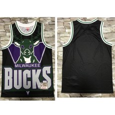 Milwaukee Bucks Big Face Black Hardwood Classics Swingman Jersey