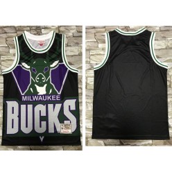 Milwaukee Bucks Big Face Black Hardwood Classics Swingman Jersey