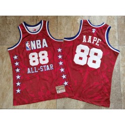 NBA #88 AAPE All Star Red Hardwood Classics Jersey