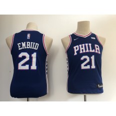Philadelphia 76ers #21 Joel Embiid Blue Youth Nike Swingman Jersey